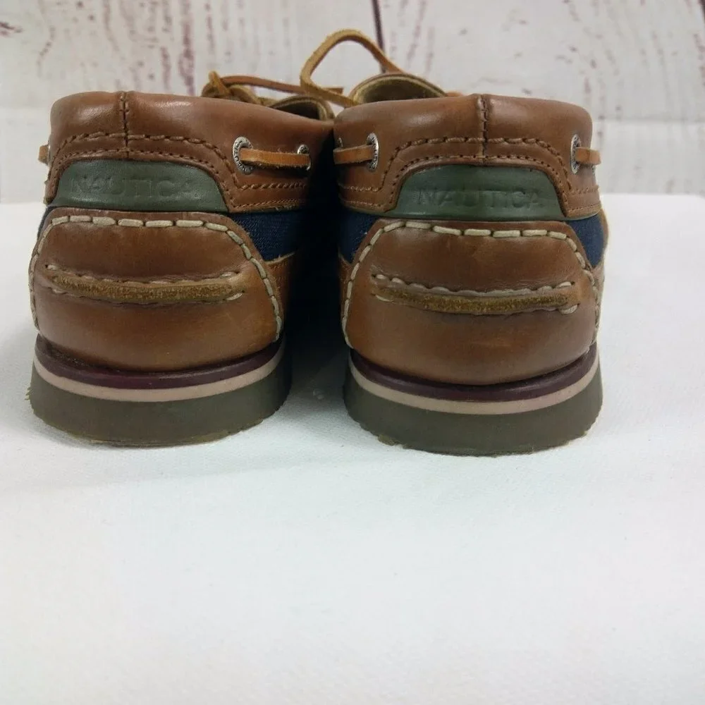 NAUTICA Men’s Size 13 Leather Canvas Boat Shoes